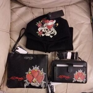 Ed Hardy Black Skull and Heart Set